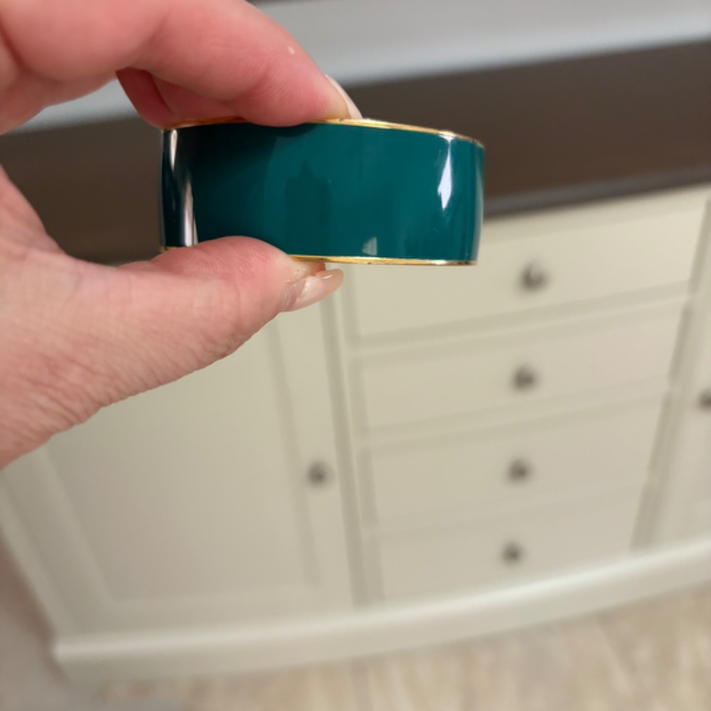 J. CREW Green & Gold-tone enameled bangle bracelet